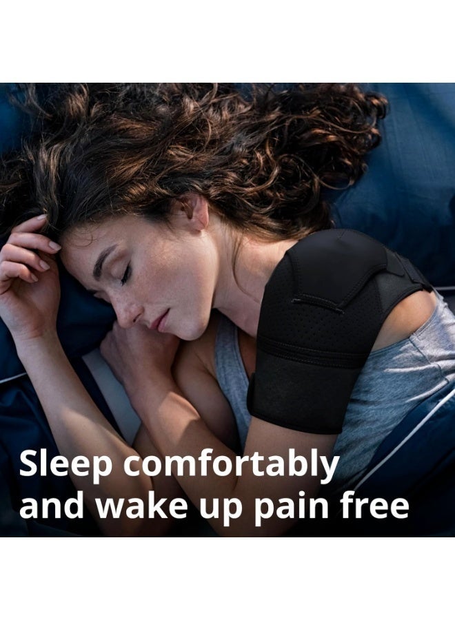 دعامة للكتف لعلاج تمزق الكفة المدورة للرجال والنساء - دعم وتخفيف الألم (أسود) - Image 3